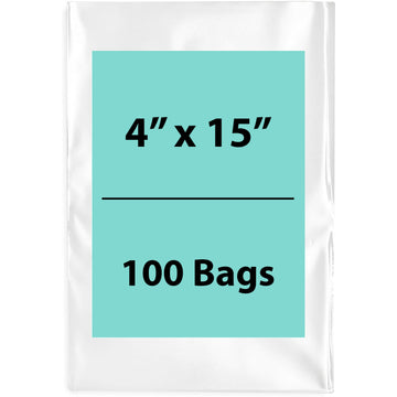 Clear Poly Bags Thickness: 4 Mil Size: 4 inch (width) X 15 inch (Height) Pack of 100 Bags